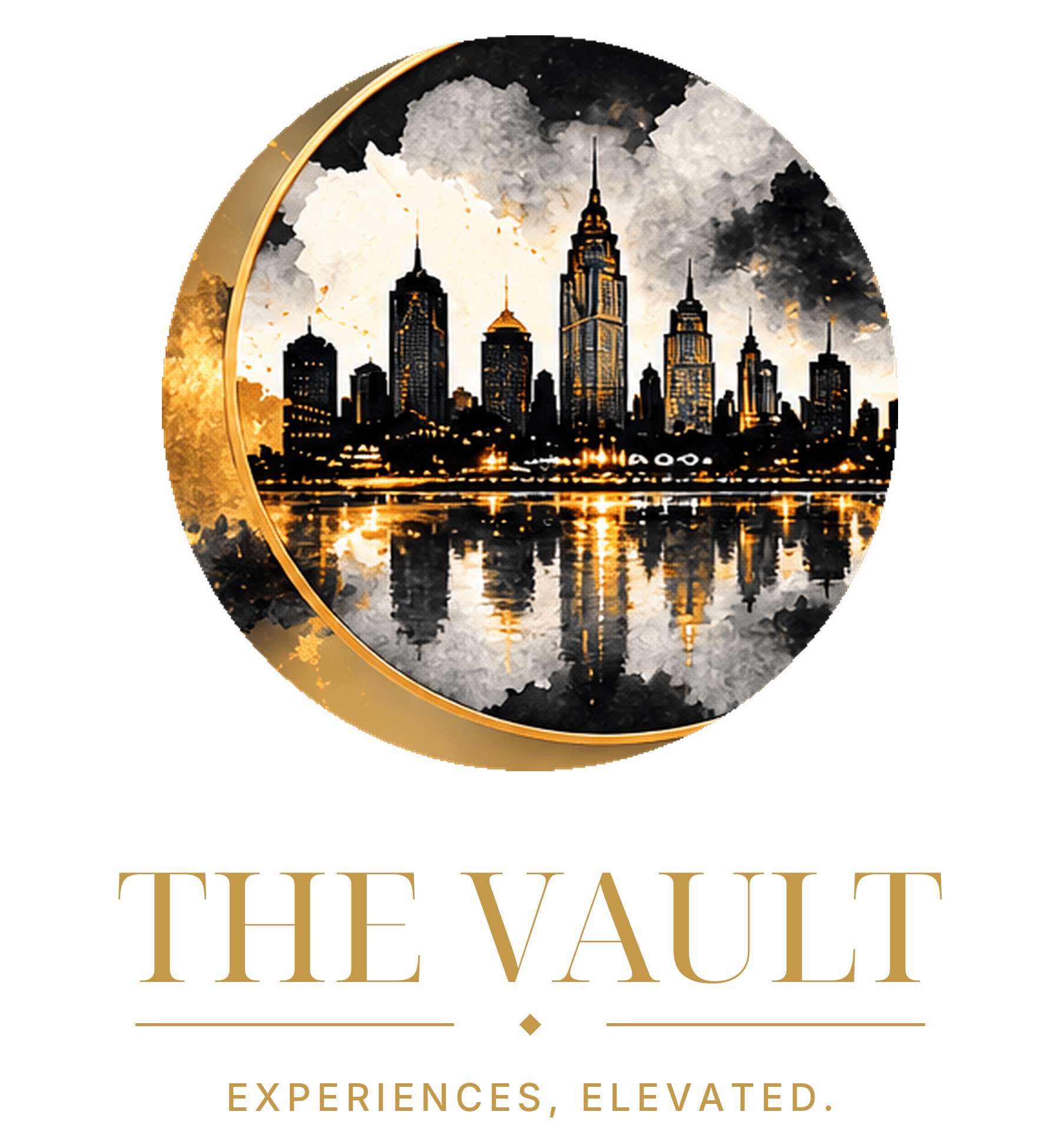 The Vault Kansas City watercolor skyline and wordmark